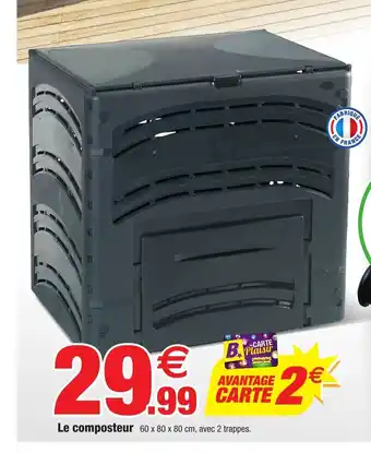 Le composteur 60 x 80 x 80 cm, avec 2 trappes.