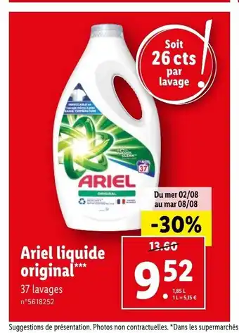 Lidl Ariel liquide original**** offre