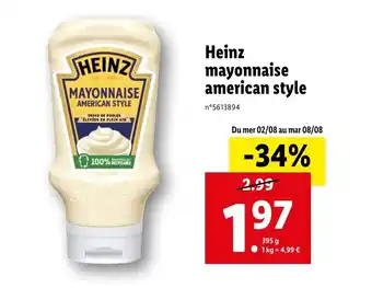Lidl Heinz mayonnaise american style offre