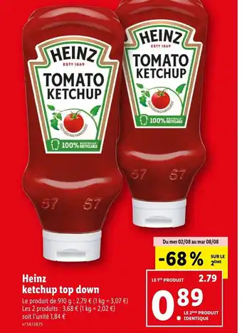 Lidl Heinz ketchup top down offre