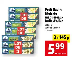 Lidl PERIT NAVIRE FILETS DE FILETS DE MAQUEREAUX offre