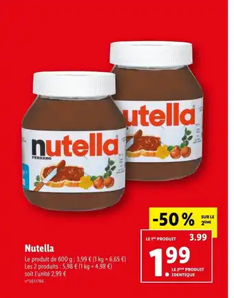Lidl Nutella offre