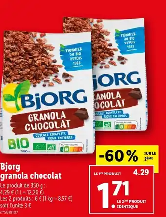 Bjorg granola chocolat