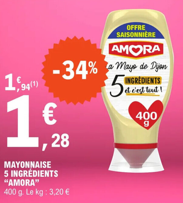 Promo MAYONNAISE 5 INGRÉDIENTS "AMORA" chez E.Leclerc