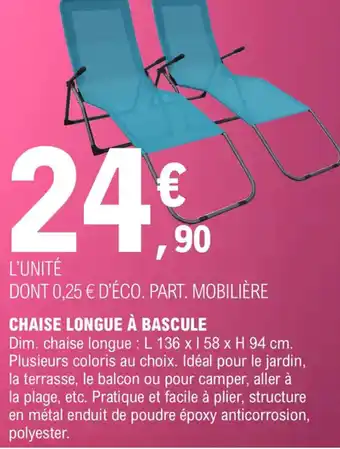 E.Leclerc CHAISE LONGUE À BASCULE offre