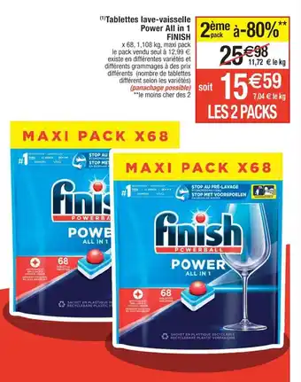Cora x Carrefour (1)Tablettes lave-vaisselle Power All in FINISH offre