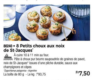 Thiriet 8 Petits choux aux noix de St-Jacques offre
