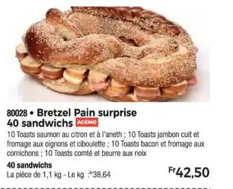 Thiriet Bretzel Pain surprise 40 sandwichs offre