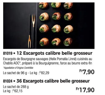 Thiriet 12 Escargots calibre belle grosseur offre