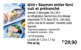 Thiriet Saumon entier farci cuit et prétranché offre