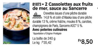 Thiriet 2 Cassolettes aux fruits de mer, sauce au Sancerre offre