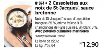 Thiriet 2 Cassolettes aux noix de St-Jacques', sauce bretonne offre