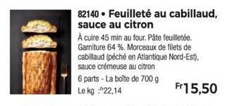 Thiriet Feuilleté au cabillaud, sauce au citron offre