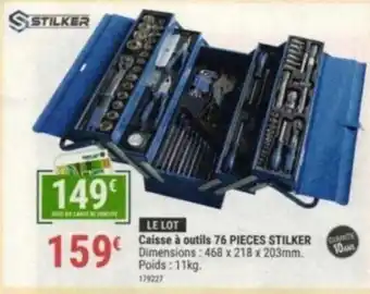 Gamm vert Caisse à outils 76 PIECES STILKER Dimensions: 468 x 218 x 203mm. Poids : 11kg. offre