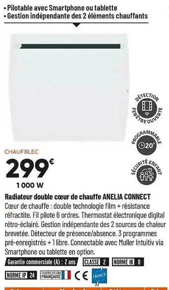 Radiateur Double Coeur De Chauffe Anelia Connect Chaufelec