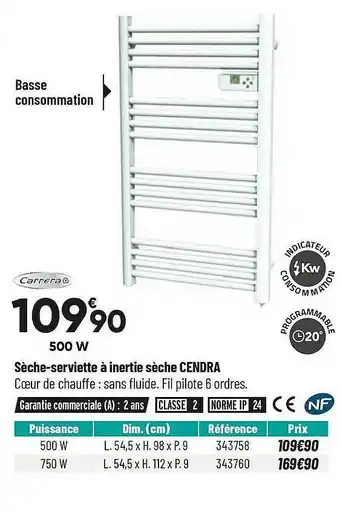 Bricorama Sèche-serviette à Inertie Sèche Cendra Carrera offre