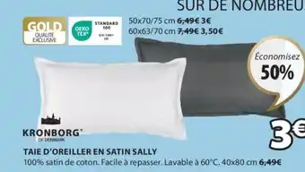 JYSK TAIE D'OREILLER EN SATIN SALLY offre