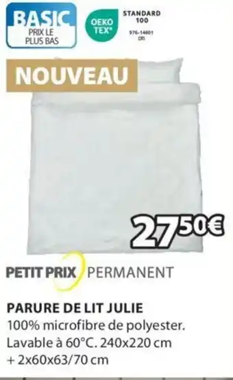 JYSK PARURE DE LIT JULIE 100% microfibre de polyester. Lavable à 60°C. 240x220 cm +2x60x63/70 cm offre