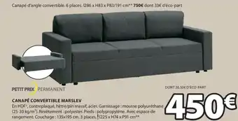 JYSK CANAPÉ CONVERTIBLE MARSLEV offre