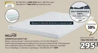 JYSK SURMATELAS GOLD T105 offre