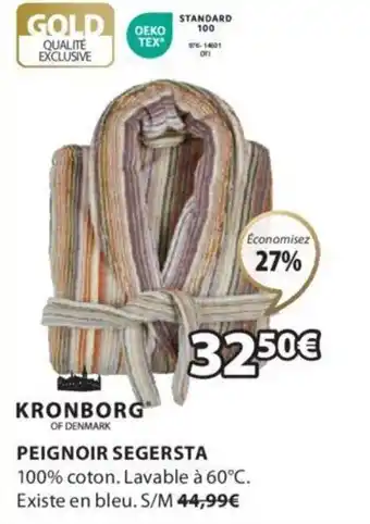 JYSK PEIGNOIR SEGERSTA 100% coton. Lavable à 60°C. Existe en bleu. S/M 44,99€ offre