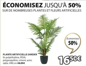 JYSK PLANTE ARTIFICIELLE SANDER En polyéthylène, PEVA, polypropylène, ciment, acier, sable. H90 cm 34,99€ offre