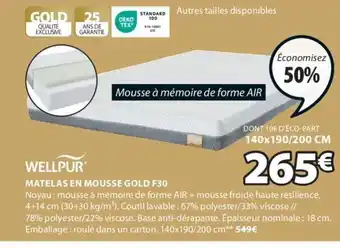 JYSK MATELAS EN MOUSSE GOLD F30 offre