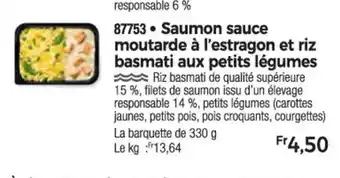 Thiriet 87753 Saumon sauce moutarde à l'estragon et riz basmati aux petits légumes offre