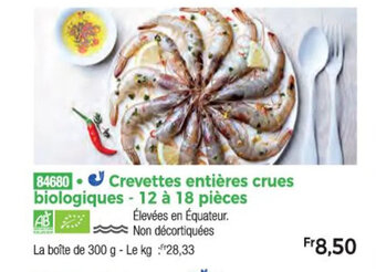 Thiriet 84680 Crevettes entières crues biologiques - 12 à 18 pièces offre