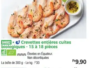 Thiriet Crevettes entières cuites biologiques - 15 à 18 pièces offre