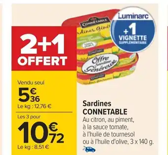 Carrefour Sardines CONNETABLE Au citron, au piment, offre