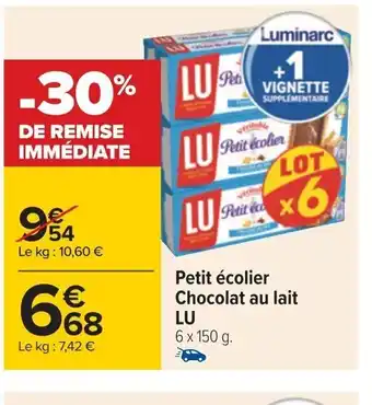 Carrefour Petit écolier Chocolat au lait offre