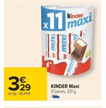 Carrefour KINDER Maxi 11 barres, 231 g. offre