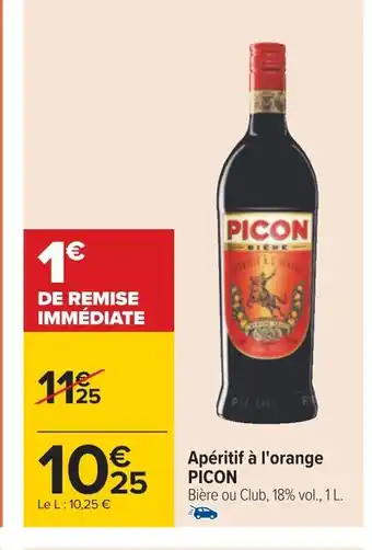 Carrefour Apéritif à l'orange PICON Bière ou Club, 18% vol., 1 L. offre