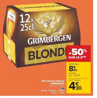 Carrefour Bière blonde d'Abbaye GRIMBERGEN offre