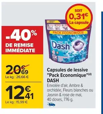 Carrefour Capsules de lessive "Pack Economique"(d) DASH offre