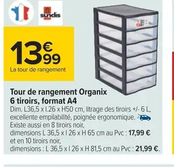 Carrefour Tour de rangement Organix offre