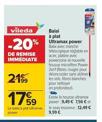 Carrefour Balai à plat Ultramax power offre
