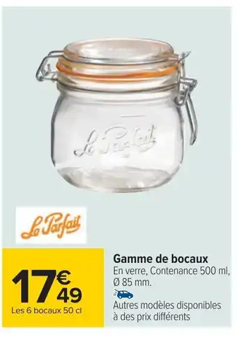 Carrefour Gamme de bocaux En verre, Contenance 500 ml, Ø 85 mm. offre