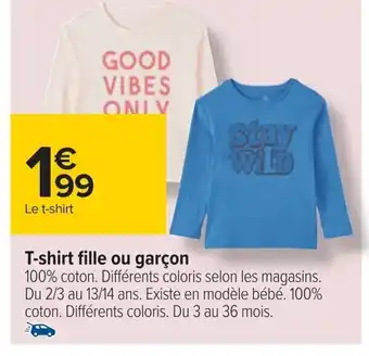 Carrefour T-shirt fille ou garçon offre