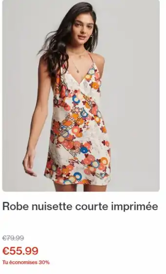 Robe nuisette courte imprimée Combi-short dos nu smocké