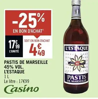 Spar PASTIS DE MARSEILLE 45% VOL. L'ESTAQUE offre