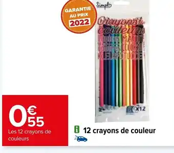 Carrefour 12 crayons de couleur offre