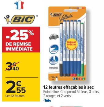 Carrefour Bic 12 feutres effaçables à sec offre