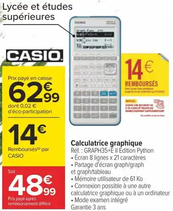 Carrefour Casio calculatrice graphique offre