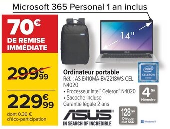 Carrefour Asus ordinateur portable offre