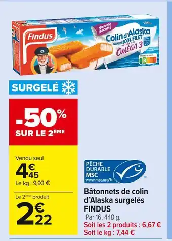 Carrefour Market Findus bâtonnets de colin d’alaska surgelés offre