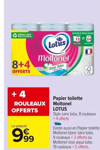 Carrefour Market Lotus papier toilette moltone offre