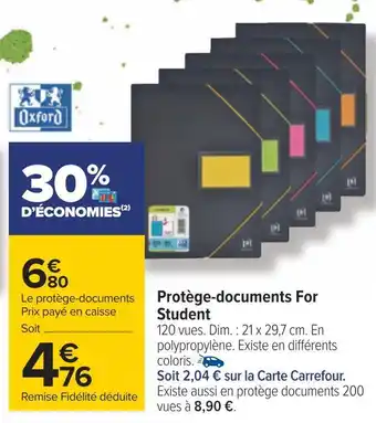 Carrefour Oxford protège-documents for student offre