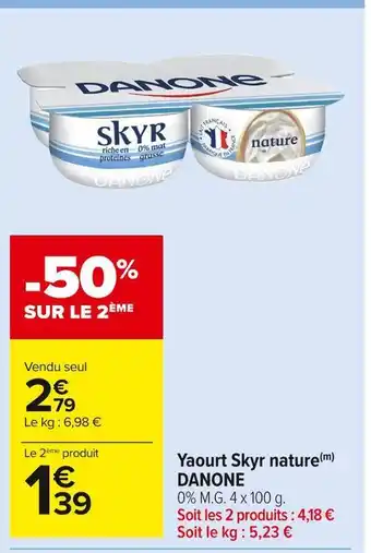 Carrefour Market Danone yaourt skyr nature offre